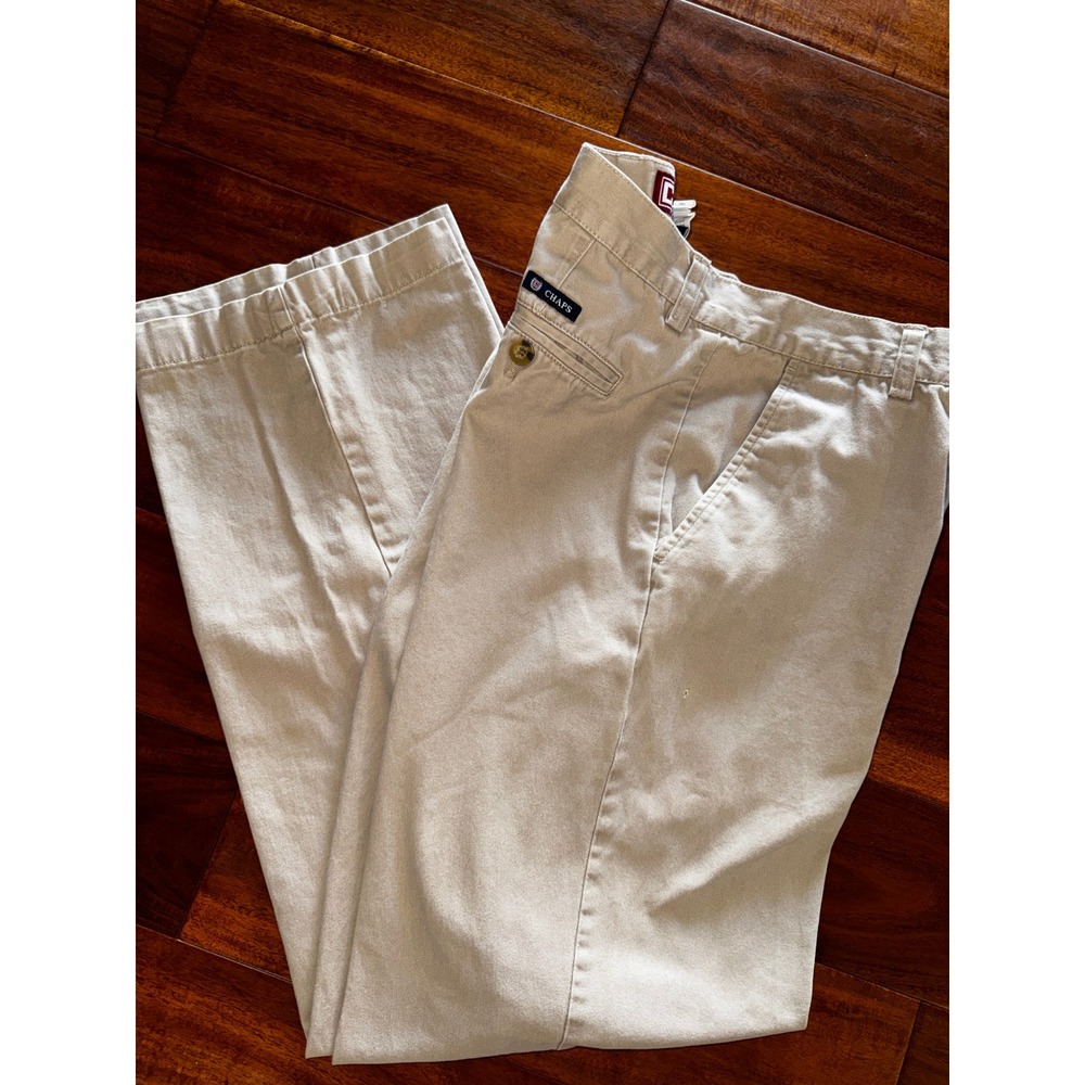 Chaps Chino Pants Mens 38x32 Khaki Straight Leg Cotton Twill Trousers